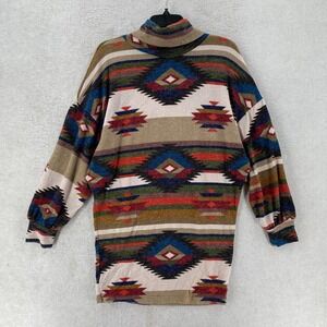 Lovelyn First Love Aztec Sweater Dress Women MED Cowl Neck Dolman Balloon Sleeve